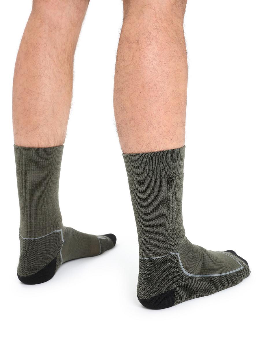 Men's Icebreaker Merino Hike+ Medium Crew Socks Loden / Black | CA 1923CTVE